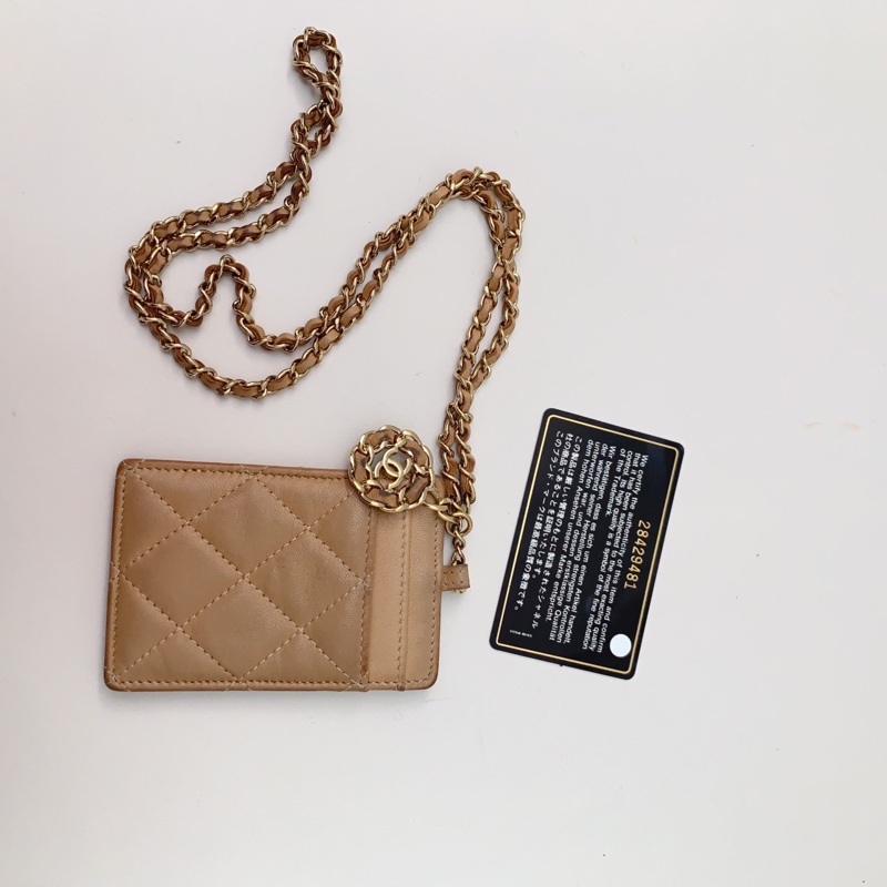 98新 CHANEL 卡其色 卡包 28開 編碼28429481-5