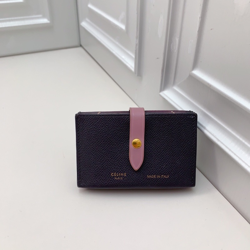 98新 CELINE賽琳 大象灰拼粉色卡包  尺寸：11*7*3-0