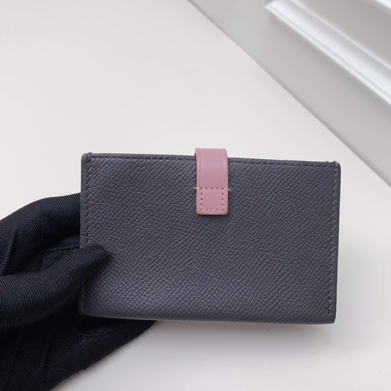 98新 CELINE賽琳 大象灰拼粉色卡包  尺寸：11*7*3-1