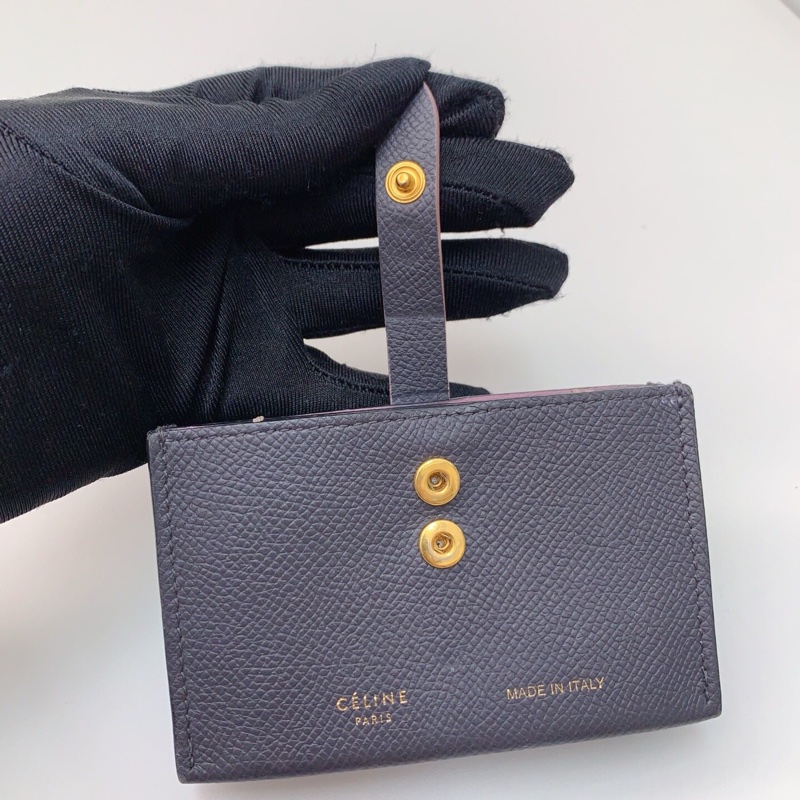 98新 CELINE賽琳 大象灰拼粉色卡包  尺寸：11*7*3-4