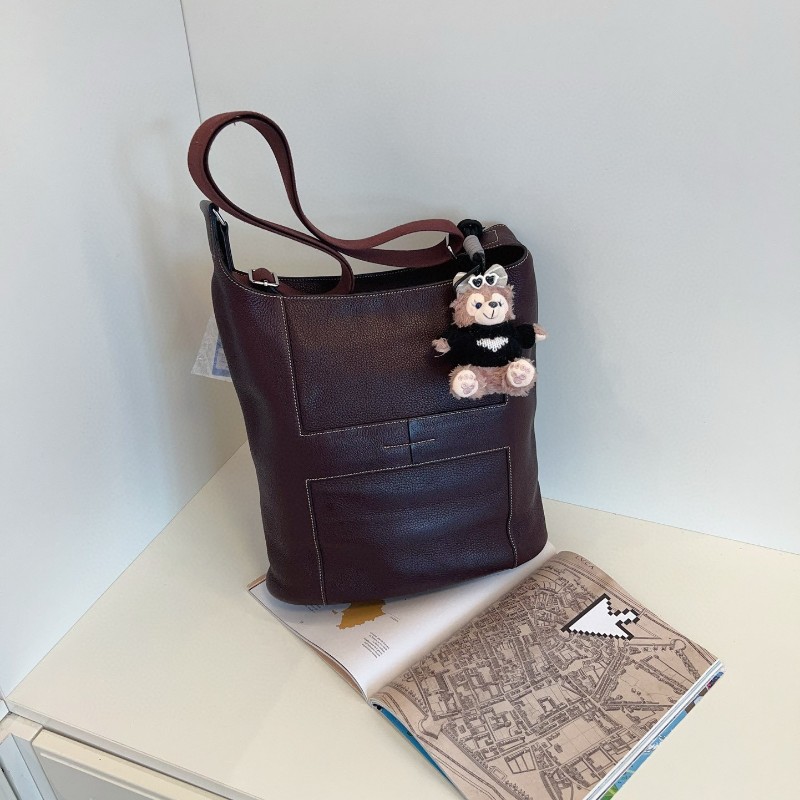 Hermes愛馬仕 Vintage絕版Good News全皮水桶包 斜背包 肩背包 深紫紅Tc皮-0