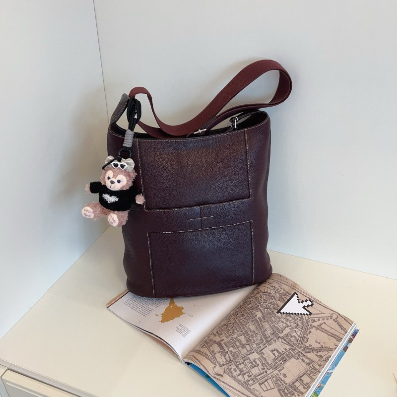 Hermes愛馬仕 Vintage絕版Good News全皮水桶包 斜背包 肩背包 深紫紅Tc皮-1