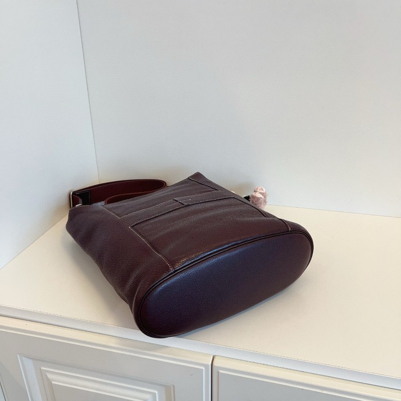 Hermes愛馬仕 Vintage絕版Good News全皮水桶包 斜背包 肩背包 深紫紅Tc皮-4