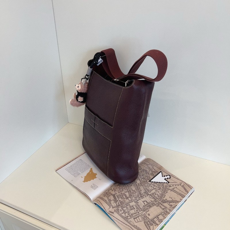 Hermes愛馬仕 Vintage絕版Good News全皮水桶包 斜背包 肩背包 深紫紅Tc皮-5