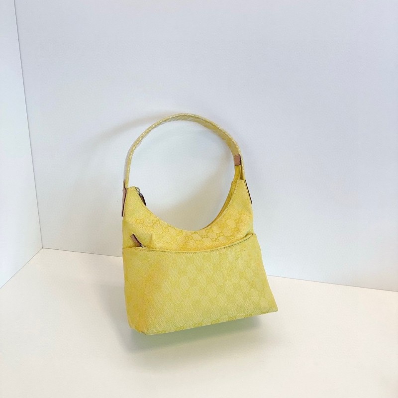 Gucci古馳 檸檬黃🍋滿logo老花 hobo 肩背包-2