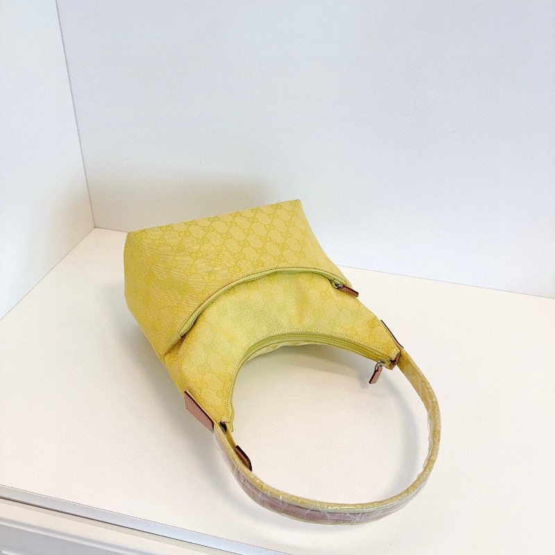 Gucci古馳 檸檬黃🍋滿logo老花 hobo 肩背包-4