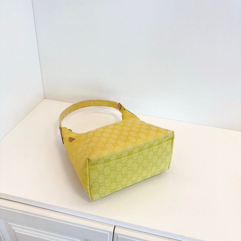 Gucci古馳 檸檬黃🍋滿logo老花 hobo 肩背包-5