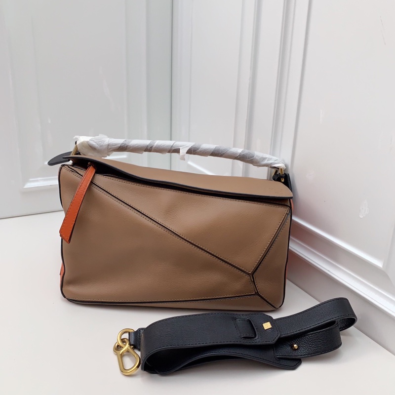 98新羅意威 LOEWE中號Puzzle 棕色拼橘色牛皮 -0