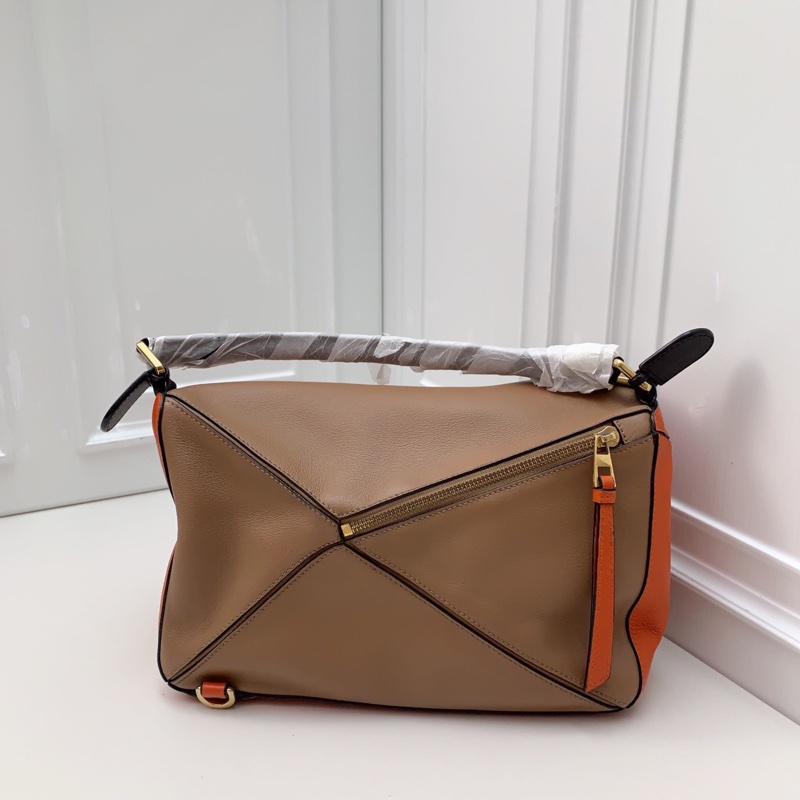 98新羅意威 LOEWE中號Puzzle 棕色拼橘色牛皮 -2