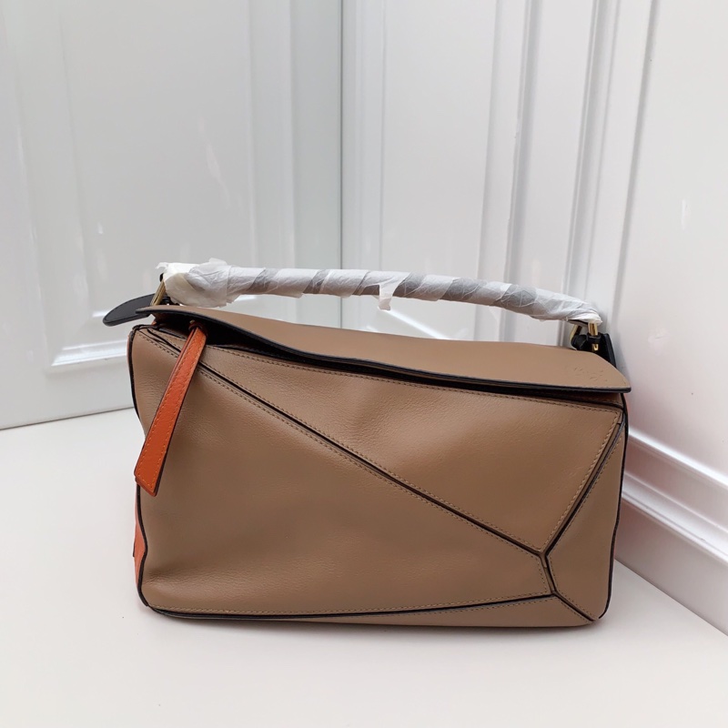 98新羅意威 LOEWE中號Puzzle 棕色拼橘色牛皮 -5