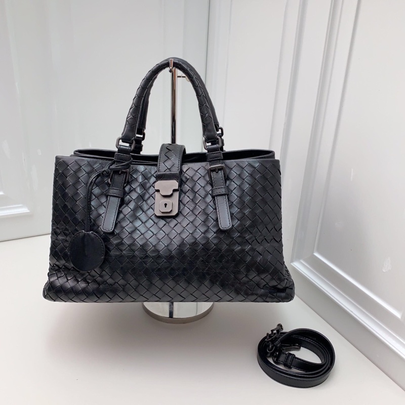 98新 BV葆蝶家 黑色編織經典羅馬包-0