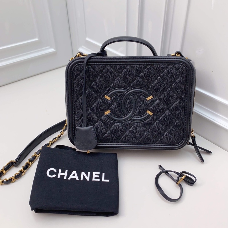 98新 CHANEL香奈兒 黑金相機包 26開-0