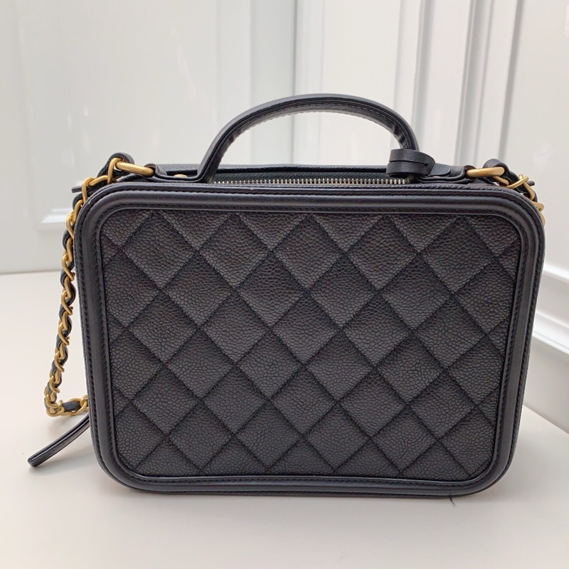 98新 CHANEL香奈兒 黑金相機包 26開-6