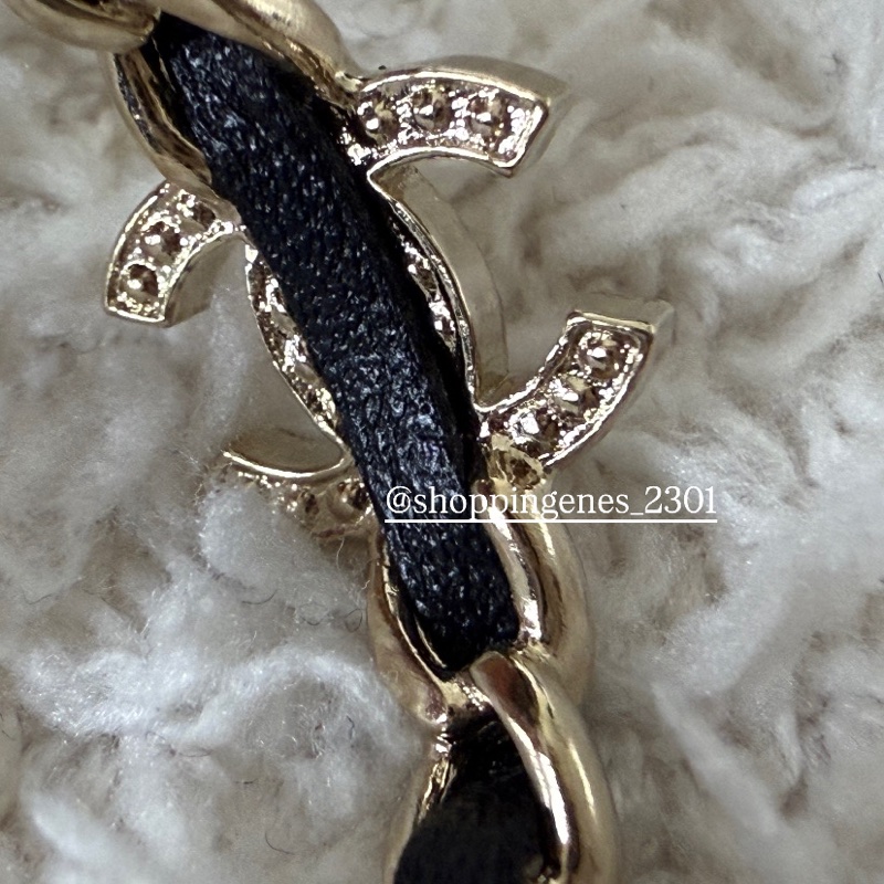 香奈兒 Chanel 全新品 25B皮穿鏈圈圈水鑽logo耳環❗️尚未抵台-6