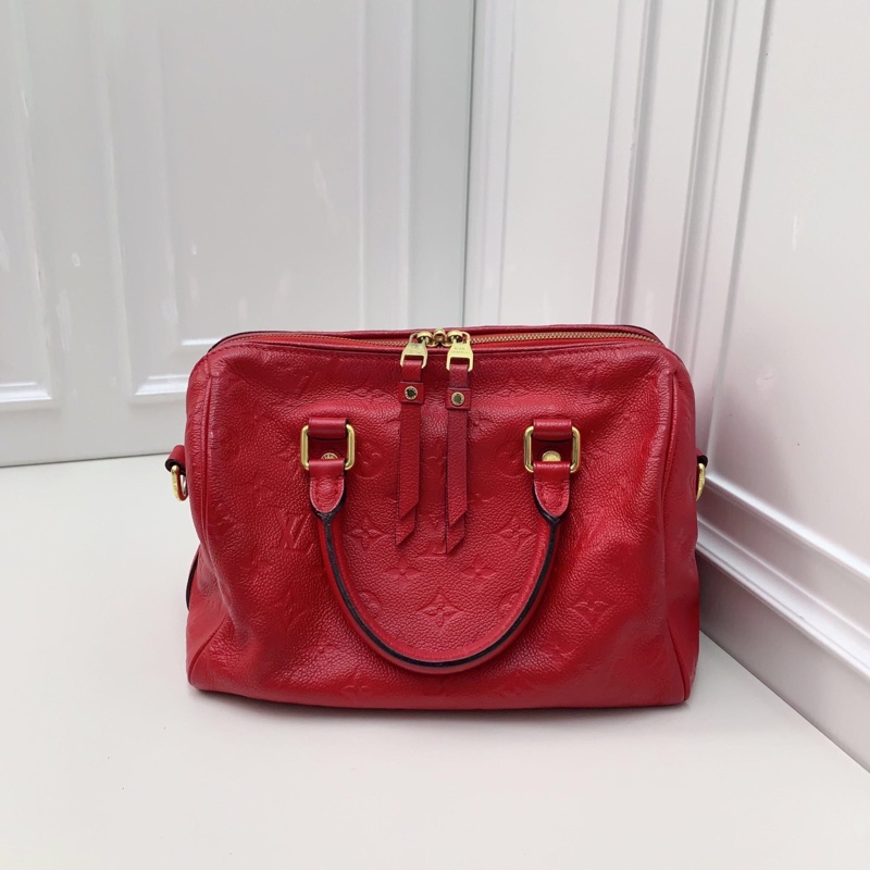 98新 LV speedy25 全皮紅色手提包 超美氣質紅色 經典speedy系列-2