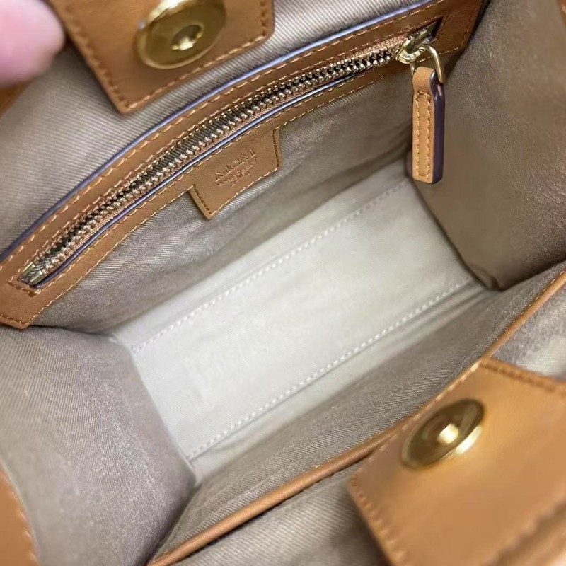 MCM 全皮印花小號tote 焦糖色 琴譜包 肩背包 斜背包-8