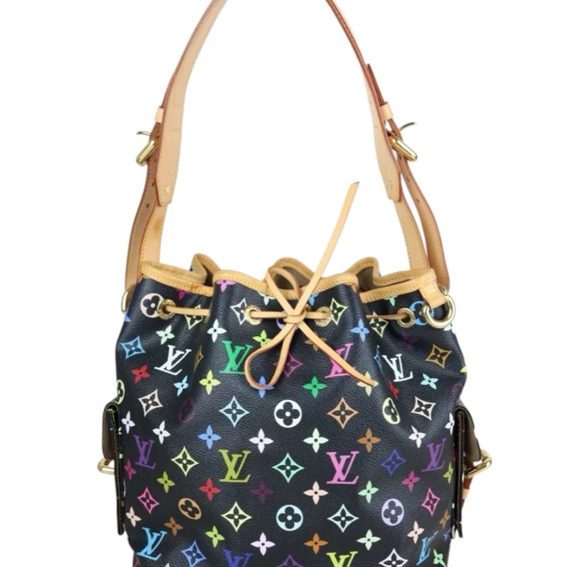 「JL精品代購」9新 LV 黑三彩 水桶包-0