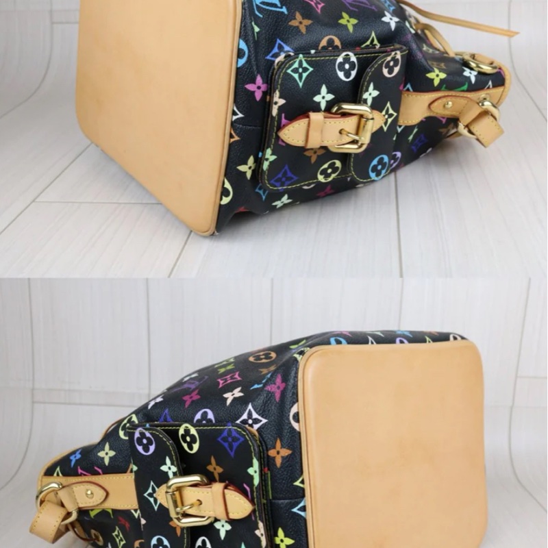 「JL精品代購」9新 LV 黑三彩 水桶包-6