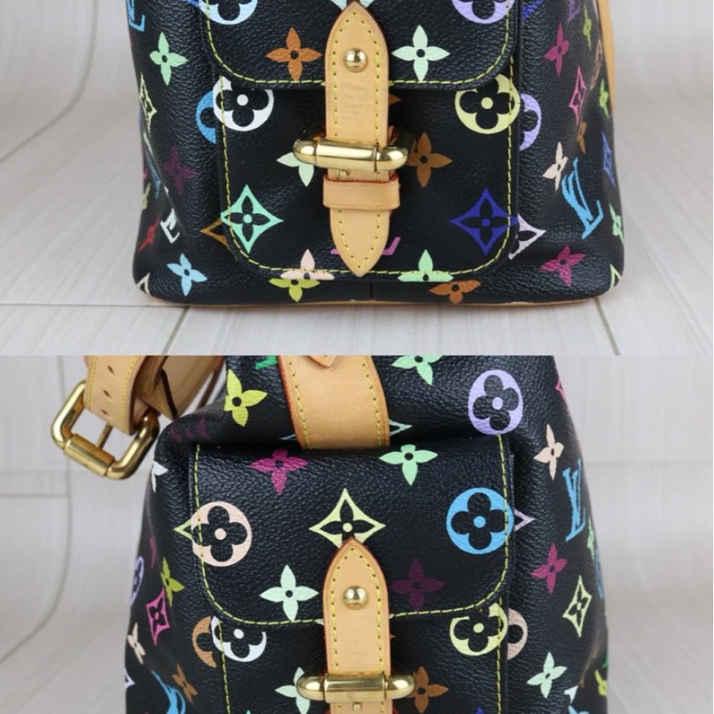 「JL精品代購」9新 LV 黑三彩 水桶包-11