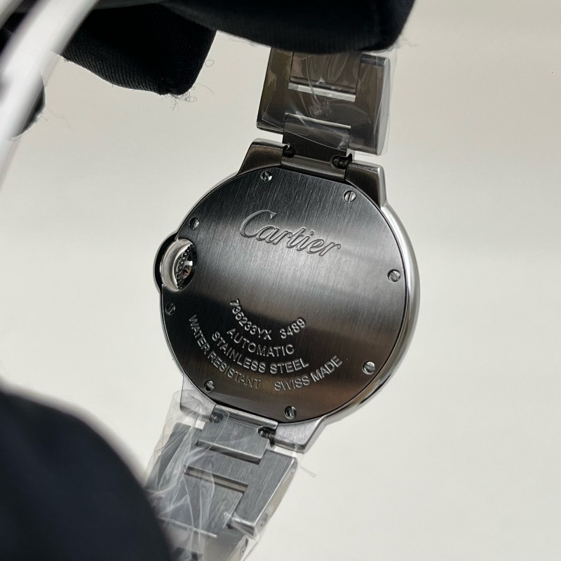 卡地亞/Cartier 33盤藍氣球 W6920071 自動機械 精鋼 33毫米 表圈後鑲雙排鑽 無損升級-4