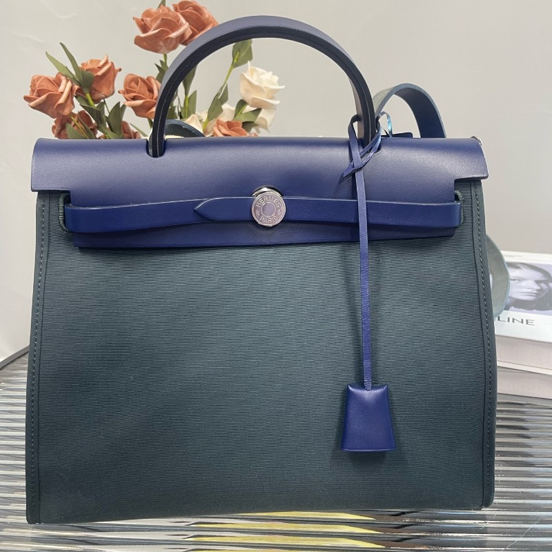 Hermes愛馬仕 herbag31 藍拼藏青 Y刻 肩背包-0