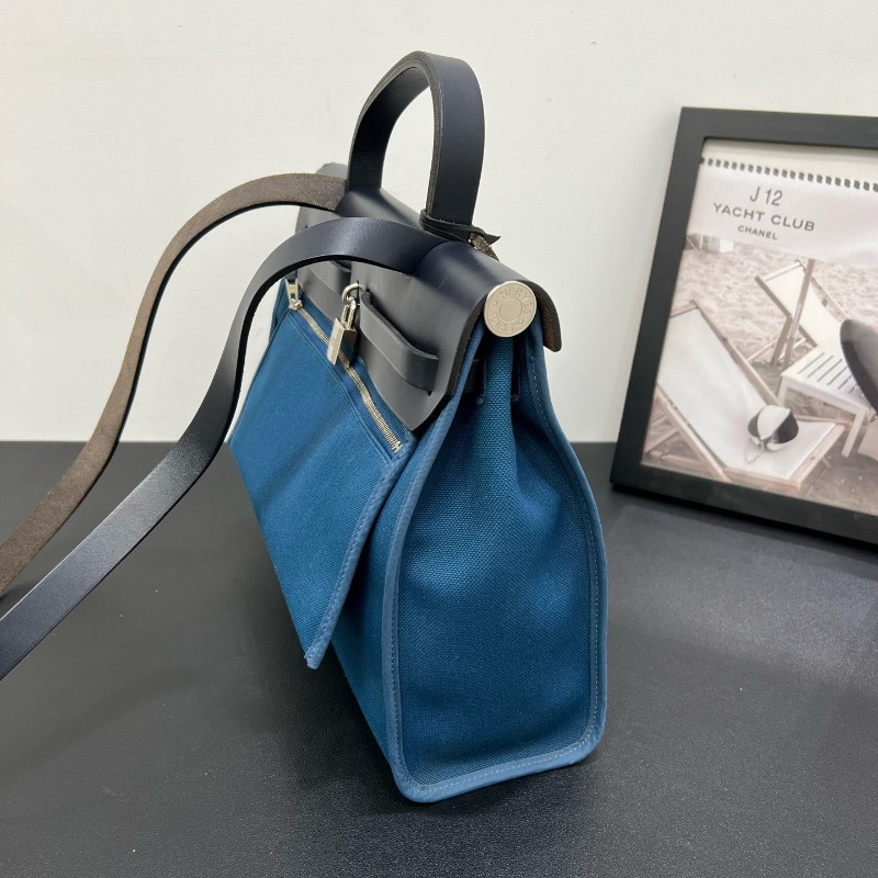 Hermes愛馬仕Herbag 31藍色拼黑色牛皮 肩背包 斜背包-2