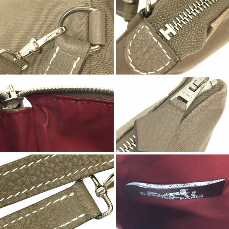 Hermes HERMES 腕帶帆布和皮革 Etoupe-2