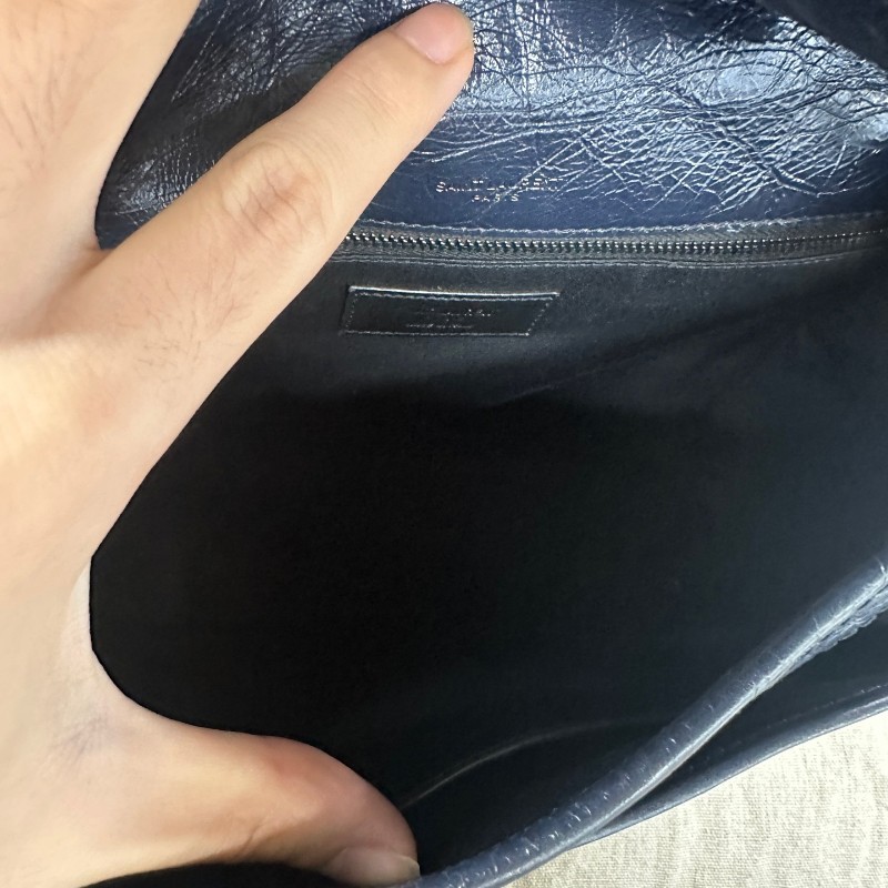 YSL/聖羅蘭 Niki 中號 深藍色 帶D扣  油蠟牛皮 尺寸:28×8.5×20cm-4