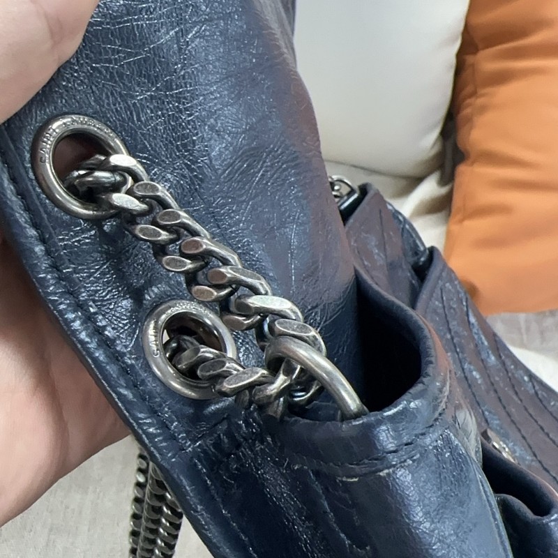 YSL/聖羅蘭 Niki 中號 深藍色 帶D扣  油蠟牛皮 尺寸:28×8.5×20cm-5