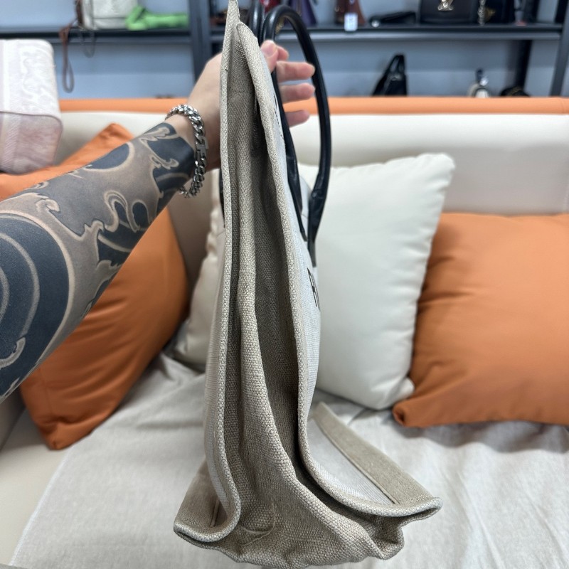 YSL/聖羅蘭 RiveGauche托特包字母Logo 大號帆布手提包 沙灘包 尺寸:48×36×16cm-3