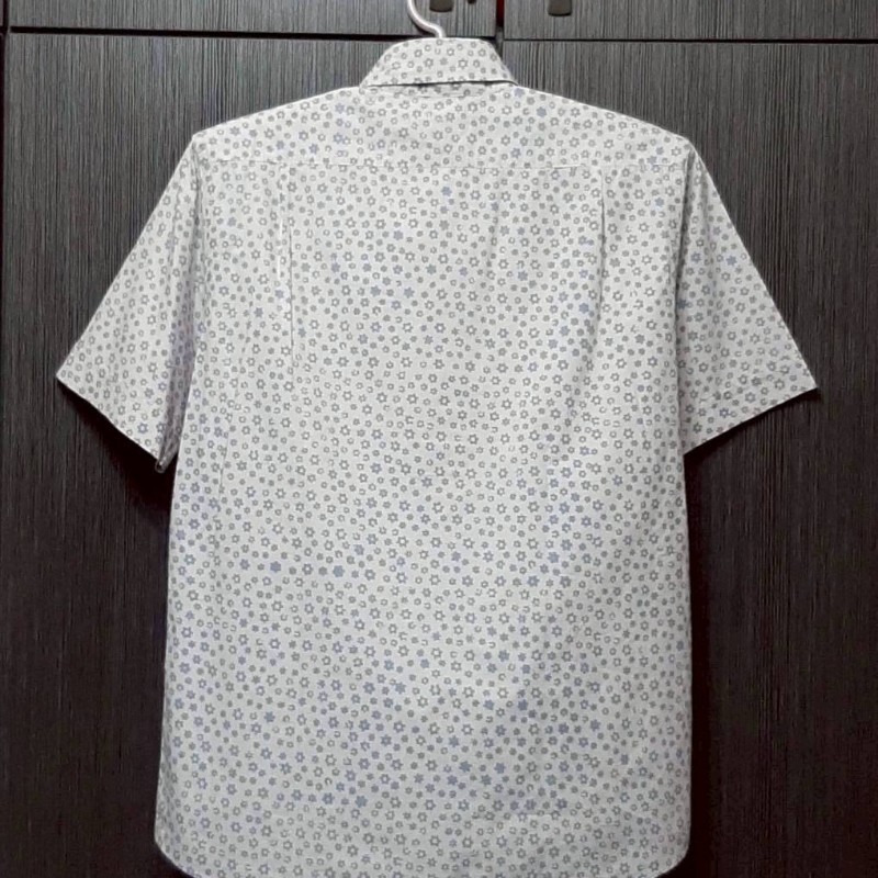 絕版BURBERRY博柏利 BLACK LABEL 黑標 滿版 男小碎花短袖襯衫2號-1