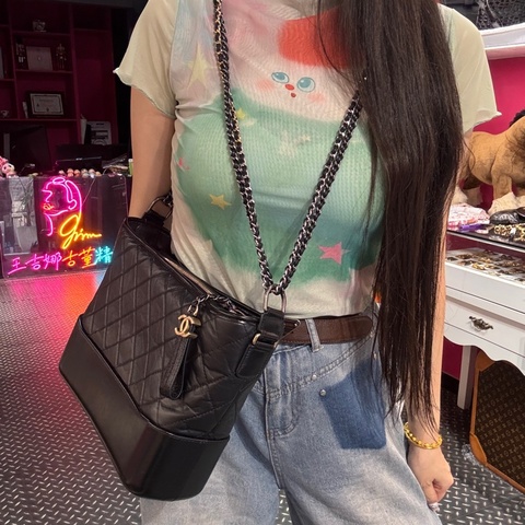 Chanel 黑金流浪包中號/王吉娜古董精品