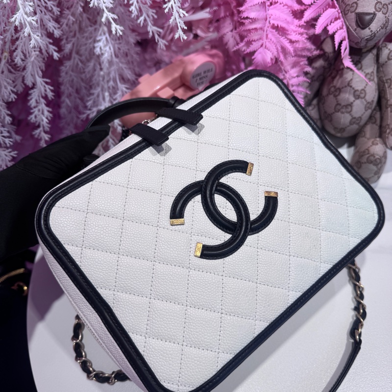 Chanel 黑白化妝箱/相機包斜背包/王吉娜古董精品-2