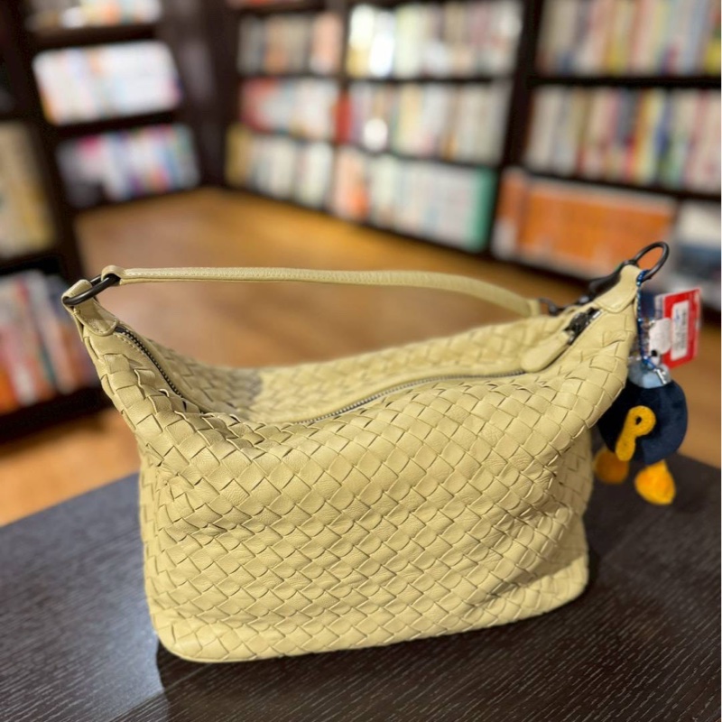BOTTEGA VENETA BV 葆蝶家 全皮 小雞黃 淡土黃 編織 便當包 飯盒包 手提包 肩背包 側背包 腋下包-0