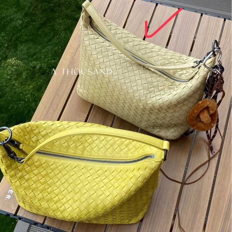 BOTTEGA VENETA BV 葆蝶家 全皮 小雞黃 淡土黃 編織 便當包 飯盒包 手提包 肩背包 側背包 腋下包-8