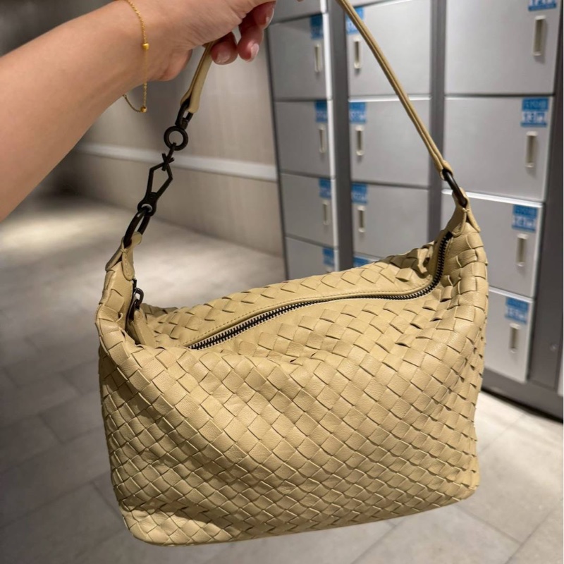 BOTTEGA VENETA BV 葆蝶家 全皮 小雞黃 淡土黃 編織 便當包 飯盒包 手提包 肩背包 側背包 腋下包-9