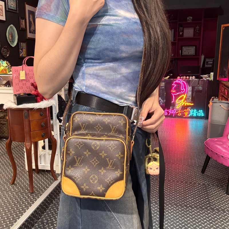 LV 雙層老花斜背包/王吉娜古董精品-0