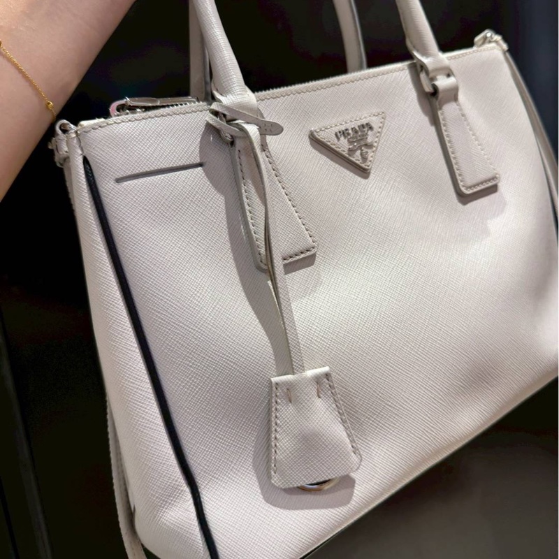 PRADA 冰川白 黑邊 殺手包 手提包 斜背包 肩背包 側背包-2