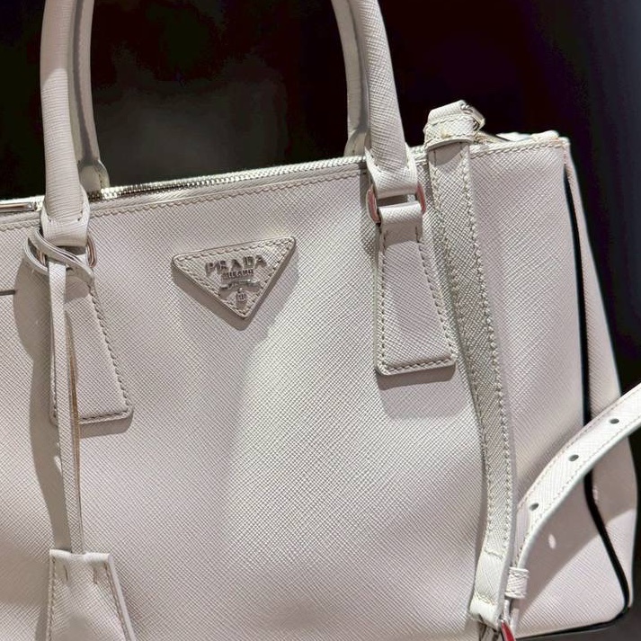 PRADA 冰川白 黑邊 殺手包 手提包 斜背包 肩背包 側背包-22