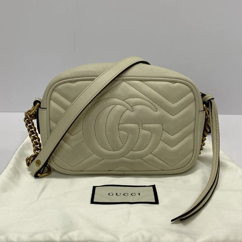 GUCCI Marmont白金雙G相機包 18*11*6 98新配件塵袋-5