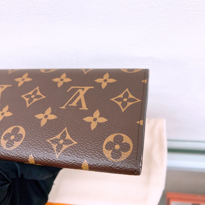 Lv emilie 粉色拼老花長夾/銀包-7