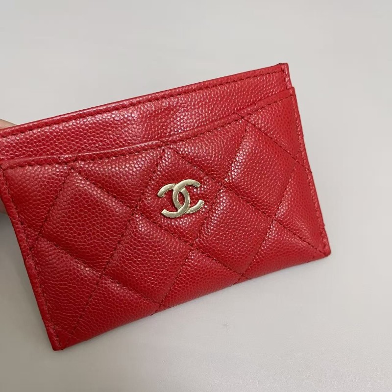 Chanel香奈兒 紅色牛皮荔枝紋卡夾 卡包 31開-2