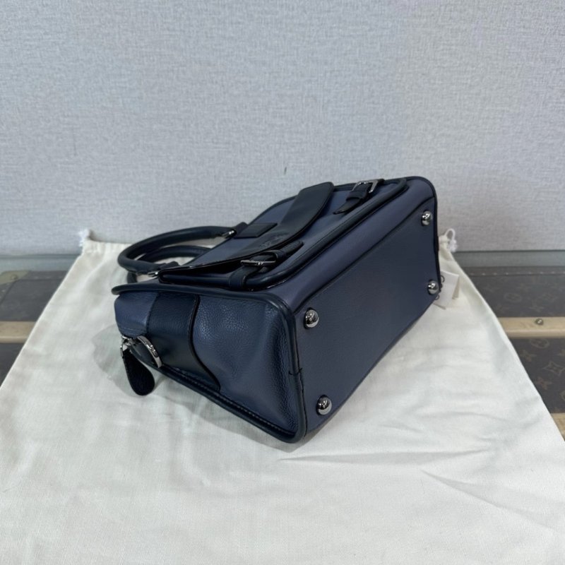 LOEWE 藍黑拼色銀扣手提斜背包 25.5*22*13 98新配件盒子塵袋-4