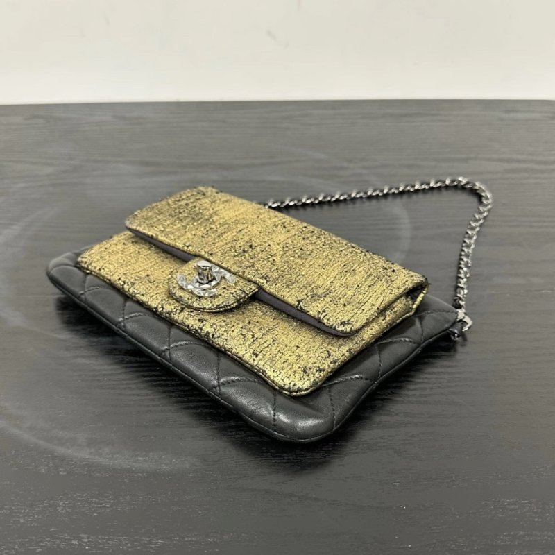 CHANEL 鎏金麻將銀扣肩背鏈條腋下包 21*14.5*2 98新配件保卡塵袋-2