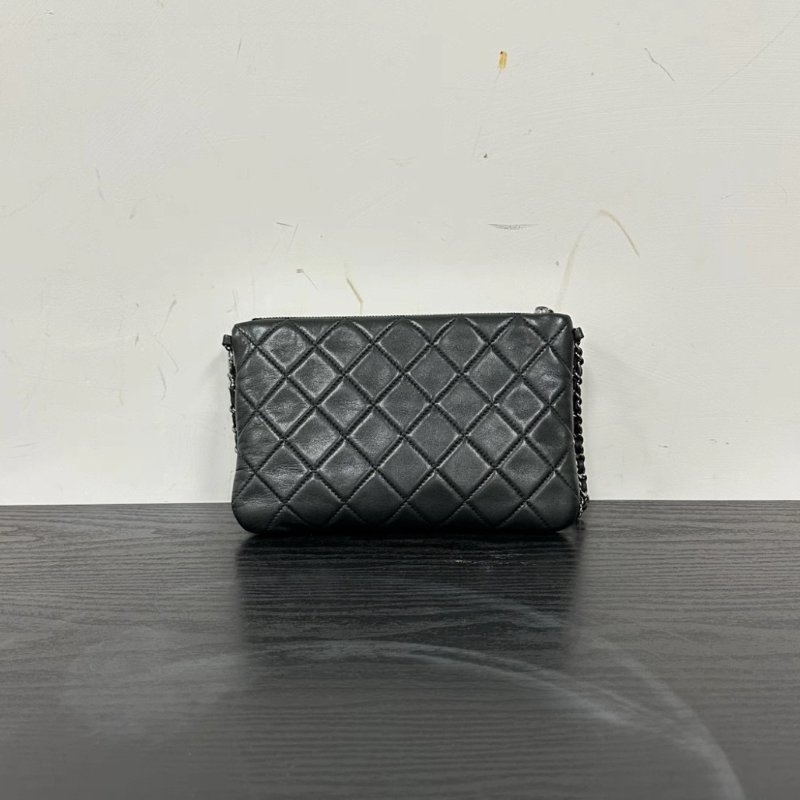 CHANEL 鎏金麻將銀扣肩背鏈條腋下包 21*14.5*2 98新配件保卡塵袋-5