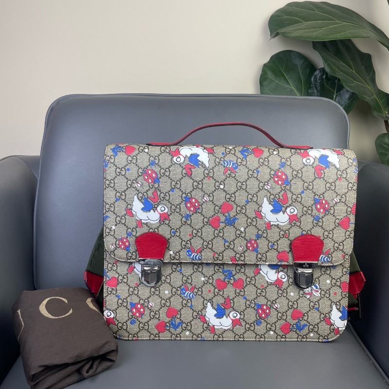 古馳/Gucci 動物圖案 後背包 雙肩包 愛心寬肩帶 兒童背包-0