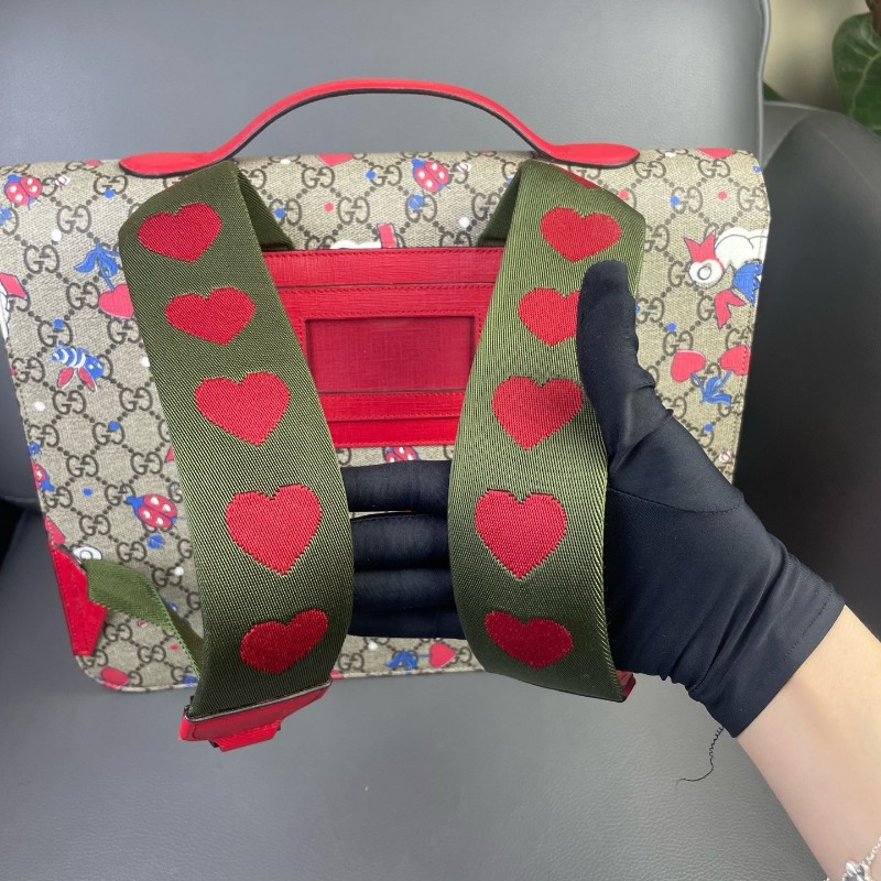 古馳/Gucci 動物圖案 後背包 雙肩包 愛心寬肩帶 兒童背包-6