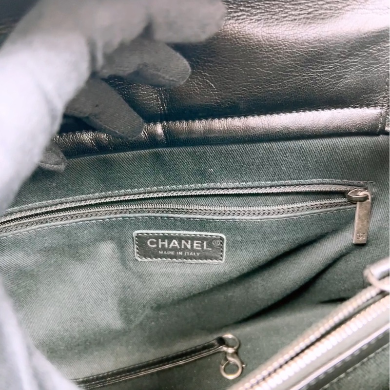 Chanel 黑銀康朋托特包/ 肩背包 city rock tote GST-15