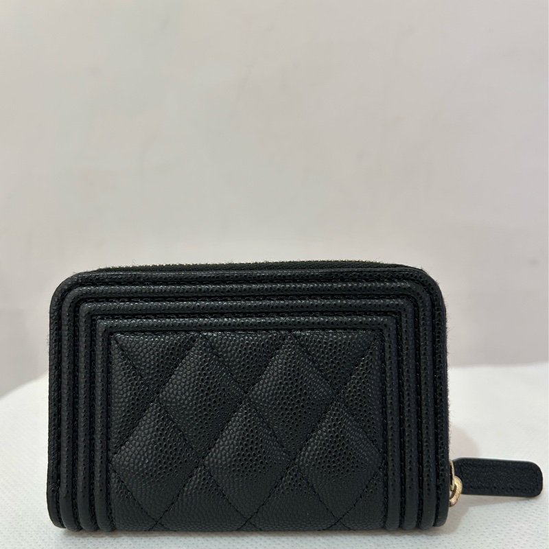 CHANEL黑荔枝霧金釦BOYㄇ字零錢包-1