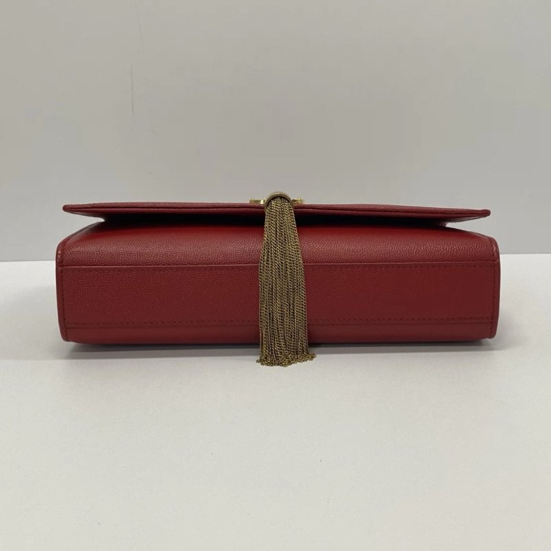 YSL KATE紅金中號流蘇肩背斜背鏈條包24*14.5*5.5 98新配件塵袋-3